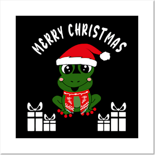 Frog and christmas Posters and Art